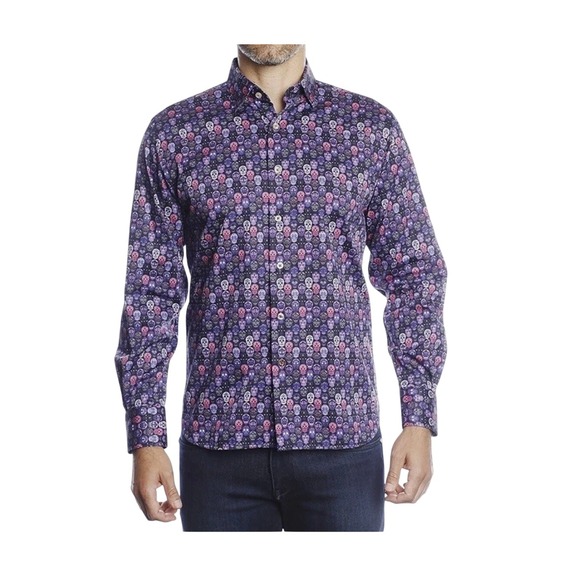 XXX COLLECTION Other - XXX Collection Men's Long Sleeve Shirt Sugar Skull Print Purple Size‎ M